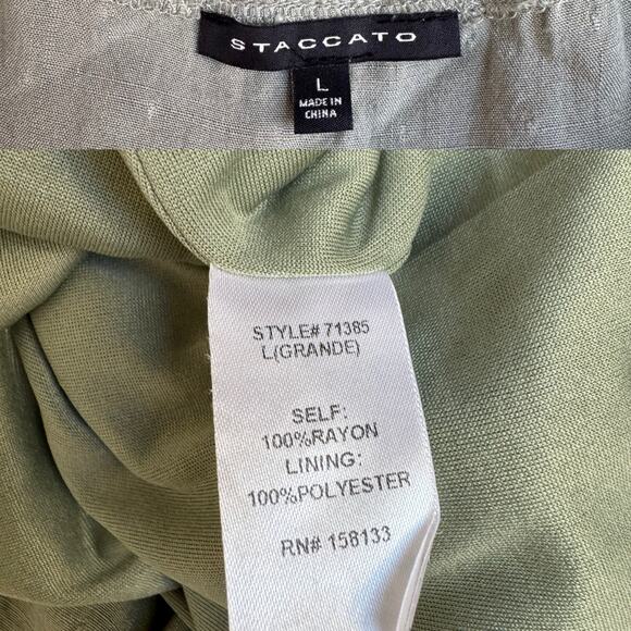 Staccato Sage Green Rayon Lined Mini Babydoll Dress with Pockets Women's Large - Picture 11 of 11